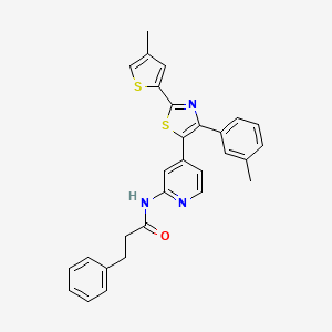molecular formula C29H25N3OS2 B12575809 N-{4-[4-(3-Methylphenyl)-2-(4-methylthiophen-2-yl)-1,3-thiazol-5-yl]pyridin-2-yl}-3-phenylpropanamide CAS No. 303162-94-9