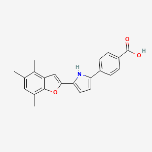 molecular formula C22H19NO3 B12575845 Benzoic acid, 4-[5-(4,5,7-trimethyl-2-benzofuranyl)-1H-pyrrol-2-yl]- CAS No. 196518-32-8