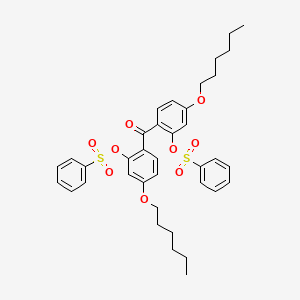 molecular formula C37H42O9S2 B12576004 Carbonylbis[5-(hexyloxy)-2,1-phenylene] dibenzenesulfonate CAS No. 187727-53-3