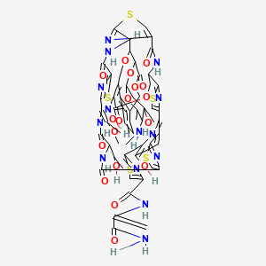 molecular formula C60H58N14O18S5 B1257601 N-(3-amino-3-oxoprop-1-en-2-yl)-2-[(21E)-9,52-dihydroxy-30-[4-hydroxy-4,6-dimethyl-5-(methylamino)oxan-2-yl]oxy-18-(1-hydroxyethyl)-21-(1-methoxyethylidene)-16,19,26,31,42,46-hexaoxo-32,43,54-trioxa-3,13,23,49-tetrathia-7,17,20,27,45,51,52,55,56,57-decazadecacyclo[26.16.6.229,40.12,5.112,15.122,25.138,41.147,50.06,11.034,39]heptapentaconta-2(57),4,6,8,10,12(56),14,22(55),24,34(39),35,37,40,47,50-pentadecaen-8-yl]-1,3-thiazole-4-carboxamide 