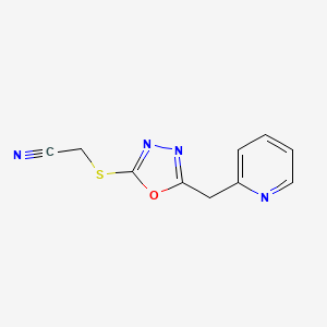 molecular formula C10H8N4OS B12576014 {[5-(2-Pyridinylmethyl)-1,3,4-oxadiazol-2-yl]sulfanyl}acetonitrile 