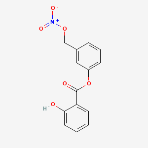 molecular formula C14H11NO6 B12576221 Benzoic acid, 2-hydroxy-, 3-[(nitrooxy)methyl]phenyl ester CAS No. 302606-04-8