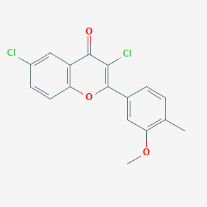 molecular formula C17H12Cl2O3 B12576276 3,6-Dichloro-2-(3-methoxy-4-methylphenyl)-4H-1-benzopyran-4-one CAS No. 194164-30-2