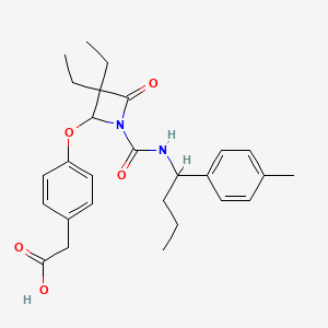 2-[4-[3,3-Diethyl-1-[1-(4-methylphenyl)butylcarbamoyl]-4-oxoazetidin-2-yl]oxyphenyl]acetic acid