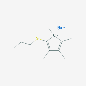 molecular formula C12H19NaS B12576480 sodium;1,2,3,5-tetramethyl-4-propylsulfanylcyclopenta-1,3-diene CAS No. 192656-64-7