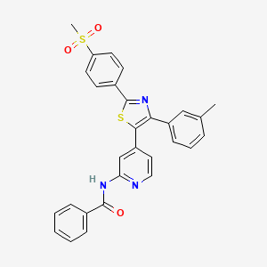 molecular formula C29H23N3O3S2 B12576485 N-[4-[4-(3-Methylphenyl)-2-(4-methylsulfonylphenyl)-1,3-thiazol-5-YL]-2-pyridyl]benzamide CAS No. 303163-19-1