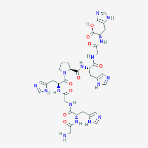 molecular formula C35H46N16O9 B12576558 Glycyl-L-histidylglycyl-L-histidyl-L-prolyl-L-histidylglycyl-L-histidine CAS No. 185692-11-9