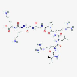 molecular formula C45H85N17O10 B12576568 L-Isoleucyl-N~5~-(diaminomethylidene)-L-ornithyl-L-leucyl-N~5~-(diaminomethylidene)-L-ornithyl-L-prolylglycylglycyl-L-lysyl-L-lysine CAS No. 197375-71-6