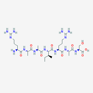 molecular formula C30H57N13O9 B12576571 N~5~-(Diaminomethylidene)-L-ornithyl-L-alanyl-L-alanyl-L-isoleucyl-N~5~-(diaminomethylidene)-L-ornithyl-L-alanyl-L-serine CAS No. 194152-56-2
