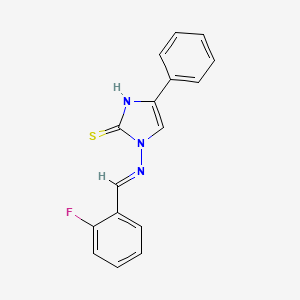 molecular formula C16H12FN3S B1257660 3-[(E)-(2-fluorophenyl)methylideneamino]-5-phenyl-1H-imidazole-2-thione 