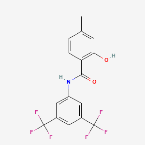 molecular formula C16H11F6NO2 B12576643 N-[3,5-Bis(trifluoromethyl)phenyl]-2-hydroxy-4-methylbenzamide CAS No. 634184-84-2