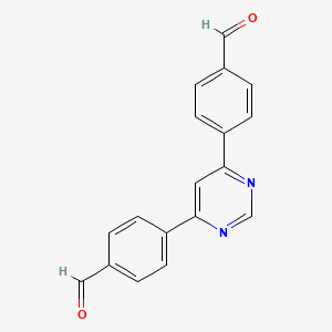 molecular formula C18H12N2O2 B12576882 4,4'-(Pyrimidine-4,6-diyl)dibenzaldehyde CAS No. 609356-03-8