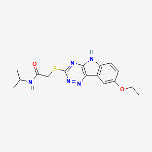molecular formula C16H19N5O2S B12577089 N-Isopropyl-2-(8-ethoxy-5H-1,2,4-triazino[5,6-b]indole-3-ylthio)acetamide 