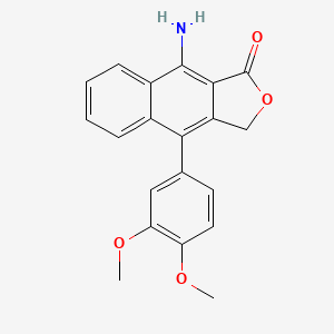 molecular formula C20H17NO4 B12577293 Naphtho[2,3-c]furan-1(3H)-one, 9-amino-4-(3,4-dimethoxyphenyl)- CAS No. 185521-83-9