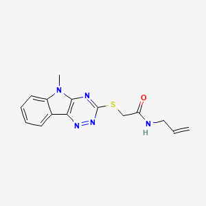 molecular formula C15H15N5OS B12577831 Acetamide,2-[(5-methyl-5H-1,2,4-triazino[5,6-B]indol-3-YL)thio]-N-2-allyl- 