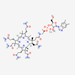 cobalt(2+);[(2R,3S,4R,5S)-5-(5,6-dimethylbenzimidazol-1-yl)-4-hydroxy-2-(hydroxymethyl)oxolan-3-yl] [(2R)-1-[3-[(1R,2R,3R,4Z,7S,9Z,12S,13S,14Z,17S,18S,19R)-2,13,18-tris(2-amino-2-oxoethyl)-7,12,17-tris(3-amino-3-oxopropyl)-3,5,8,8,13,15,18,19-octamethyl-2,7,12,17-tetrahydro-1H-corrin-21-id-3-yl]propanoylamino]propan-2-yl] phosphate