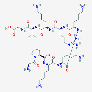 molecular formula C45H86N16O10 B12578088 L-Alanyl-L-prolyl-L-lysyl-L-lysyl-L-lysyl-N~5~-(diaminomethylidene)-L-ornithyl-L-lysyl-L-valylglycine CAS No. 300766-48-7