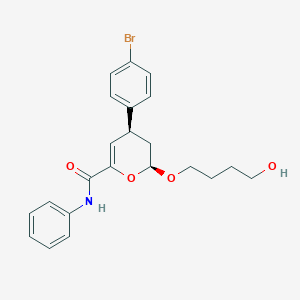 molecular formula C22H24BrNO4 B1257867 (2S,4S)-4-(4-bromophenyl)-2-(4-hydroxybutoxy)-N-phenyl-3,4-dihydro-2H-pyran-6-carboxamide 
