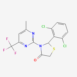 molecular formula C15H10Cl2F3N3OS B1257871 2-(2,6-Dichlorophenyl)-3-[4-methyl-6-(trifluoromethyl)pyrimidin-2-yl]thiazolidin-4-one 
