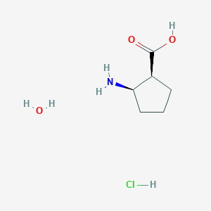 molecular formula C6H14ClNO3 B12579418 cis-2-Amino-1-cyclopentanecarboxylic acid hydrochloride hemihydrate,99 