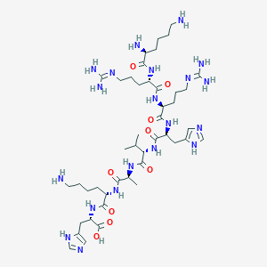 molecular formula C44H78N20O9 B12579509 L-Lysyl-N~5~-(diaminomethylidene)-L-ornithyl-N~5~-(diaminomethylidene)-L-ornithyl-L-histidyl-L-valyl-L-alanyl-L-lysyl-L-histidine CAS No. 302900-73-8