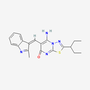 5-amino-2-(1-ethylpropyl)-6-[(Z)-(2-methylindol-3-ylidene)methyl]-[1,3,4]thiadiazolo[3,2-a]pyrimidin-7-one