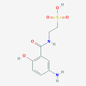 molecular formula C9H12N2O5S B12579794 Ethanesulfonic acid, 2-[(5-amino-2-hydroxybenzoyl)amino]- CAS No. 586976-45-6