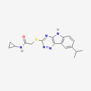 molecular formula C17H19N5OS B12579821 N-cyclopropyl-2-[(8-propan-2-yl-5H-[1,2,4]triazino[5,6-b]indol-3-yl)sulfanyl]acetamide CAS No. 603947-31-5