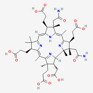 molecular formula C45H62N6O12 B1258002 3-[(1R,2S,3S,5Z,7S,8S,9Z,13S,14Z,17R,18R,19R)-2,7-bis(2-amino-2-oxoethyl)-3,13,17-tris(2-carboxyethyl)-18-(carboxymethyl)-1,2,5,7,12,12,15,17-octamethyl-3,8,13,18,19,22-hexahydrocorrin-8-yl]propanoic acid 