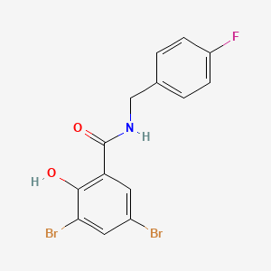 molecular formula C14H10Br2FNO2 B12580083 Benzamide, 3,5-dibromo-N-[(4-fluorophenyl)methyl]-2-hydroxy- CAS No. 610320-76-8