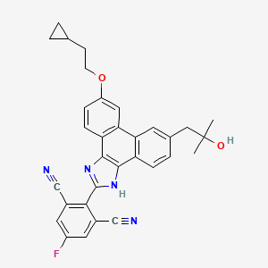 molecular formula C32H27FN4O2 B1258021 2-(6-(2-cyclopropylethoxy)-9-(2-hydroxy-2-methylpropyl)-1H-phenanthro[9,10-d]imidazol-2-yl)-5-fluoroisophthalonitrile 