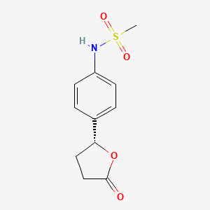 molecular formula C11H13NO4S B12580264 N-{4-[(2R)-5-Oxooxolan-2-yl]phenyl}methanesulfonamide CAS No. 591249-29-5