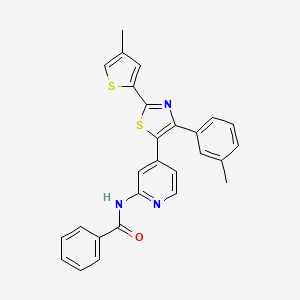 molecular formula C27H21N3OS2 B12580481 N-{4-[4-(3-Methylphenyl)-2-(4-methylthiophen-2-yl)-1,3-thiazol-5-yl]pyridin-2-yl}benzamide CAS No. 303162-93-8
