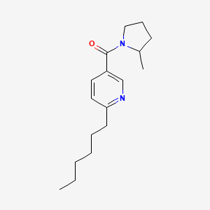molecular formula C17H26N2O B12580626 Pyrrolidine, 1-[(6-hexyl-3-pyridinyl)carbonyl]-2-methyl- CAS No. 613660-90-5