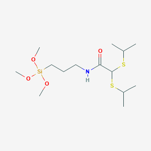 molecular formula C14H31NO4S2Si B12580656 Acetamide, 2,2-bis[(1-methylethyl)thio]-N-[3-(trimethoxysilyl)propyl]- CAS No. 644963-33-7