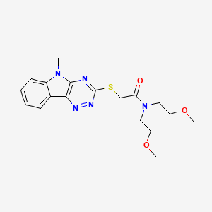 molecular formula C18H23N5O3S B12580883 Acetamide,N,N-bis(2-methoxyethyl)-2-[(5-methyl-5H-1,2,4-triazino[5,6-B]indol-3-YL)thio]- 