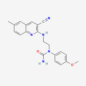 molecular formula C21H21N5O2 B12580898 N-{2-[(3-Cyano-6-methylquinolin-2-yl)amino]ethyl}-N-(4-methoxyphenyl)urea CAS No. 606105-34-4