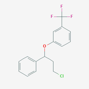 molecular formula C16H14ClF3O B12581004 Benzene, 1-(3-chloro-1-phenylpropoxy)-3-(trifluoromethyl)- CAS No. 200004-12-2