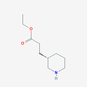 molecular formula C10H19NO2 B12581094 3-Piperidinepropanoic acid, ethyl ester, (3S)- CAS No. 188883-59-2
