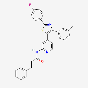 molecular formula C30H24FN3OS B12581267 N-[4-[2-(4-Fluorophenyl)-4-(3-methylphenyl)-1,3-thiazol-5-YL]-2-pyridyl]-3-phenylpropanamide CAS No. 303162-90-5
