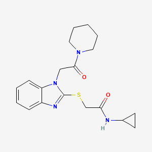 molecular formula C19H24N4O2S B12581275 N-Cyclopropyl-2-({1-[2-oxo-2-(1-piperidinyl)ethyl]-1H-benzimidazol-2-yl}sulfanyl)acetamide 