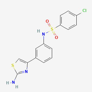molecular formula C15H12ClN3O2S2 B12581732 N-[3-(2-Amino-1,3-thiazol-4-yl)phenyl]-4-chlorobenzene-1-sulfonamide CAS No. 198818-77-8