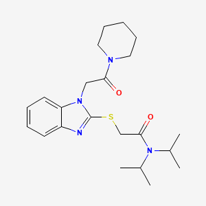 molecular formula C22H32N4O2S B12581749 Acetamide,N,N-bis(isopropyl)-2-[[1-[2-oxo-2-(piperidin-1-YL)ethyl]-1H-benzo[D]imidazol-2-YL]thio]- 