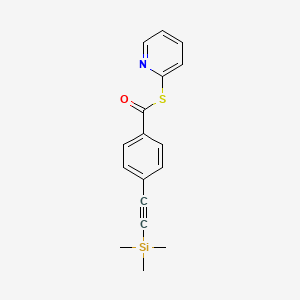 molecular formula C17H17NOSSi B12581799 Benzenecarbothioic acid, 4-[(trimethylsilyl)ethynyl]-, S-2-pyridinyl ester CAS No. 262267-34-5
