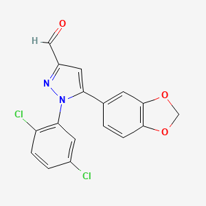 molecular formula C17H10Cl2N2O3 B1258184 1-(2,5-Dichlorophenyl)-5-(1,3-benzodioxole-5-yl)-1H-pyrazole-3-carbaldehyde 