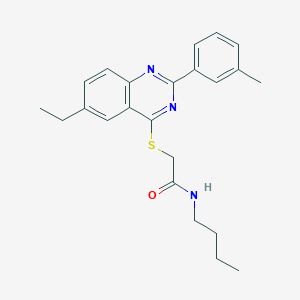 molecular formula C23H27N3OS B12581923 N-Butyl-2-{[6-ethyl-2-(3-methylphenyl)-4-quinazolinyl]sulfanyl}acetamide 