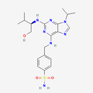 4-[[[2-[[(2R)-1-hydroxy-3-methylbutan-2-yl]amino]-9-propan-2-yl-6-purinyl]amino]methyl]benzenesulfonamide