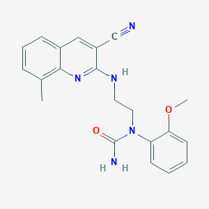 molecular formula C21H21N5O2 B12582101 N-{2-[(3-Cyano-8-methylquinolin-2-yl)amino]ethyl}-N-(2-methoxyphenyl)urea CAS No. 606104-98-7
