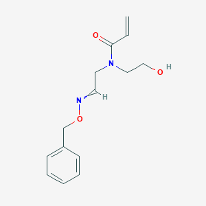 molecular formula C14H18N2O3 B12582128 N-{2-[(Benzyloxy)imino]ethyl}-N-(2-hydroxyethyl)prop-2-enamide CAS No. 294675-53-9