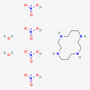 molecular formula C10H32N8O14 B12582392 Nitric acid;1,4,8,11-tetrazacyclotetradecane;dihydrate CAS No. 185507-88-4